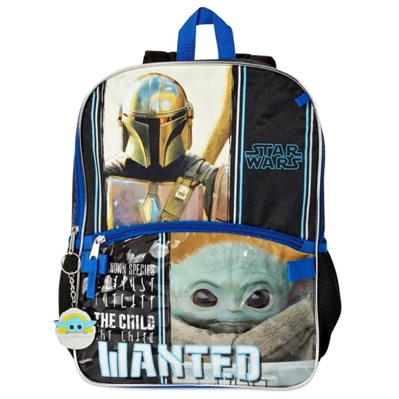 Star Wars Mandalorian Backpack & Lunch Box 5 Piece Set School Bag Baby Yoda NWT - Picture 2 of 4